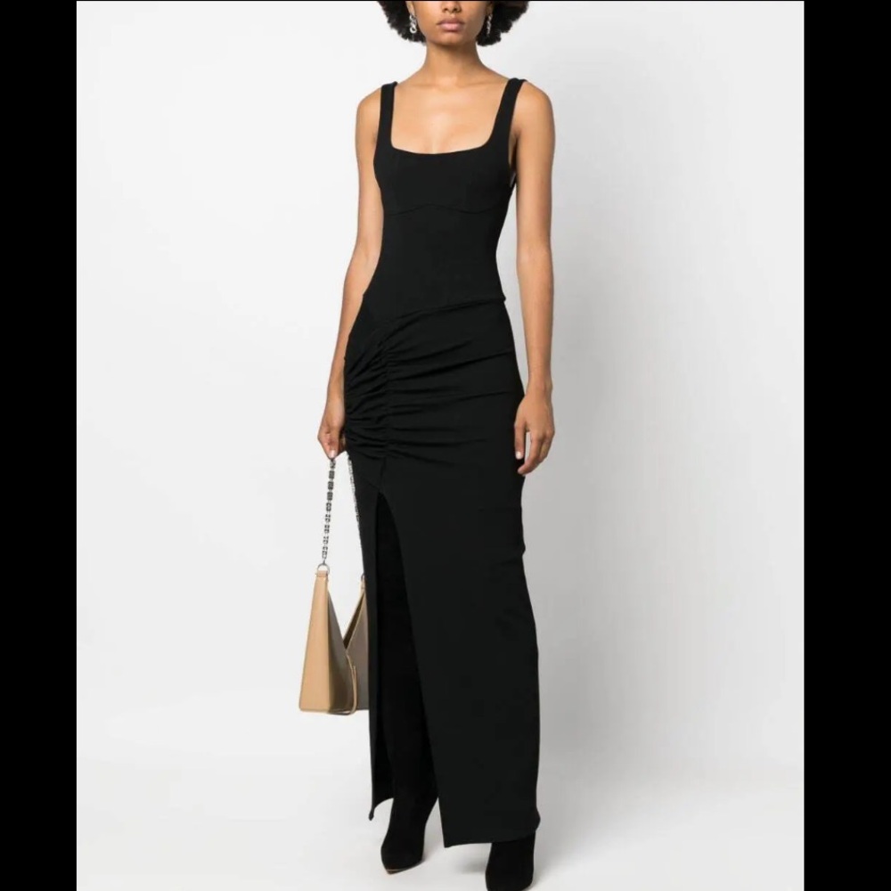 The Mannei Womens Wishaw Black Ruched Viscose Maxi Dress NWT